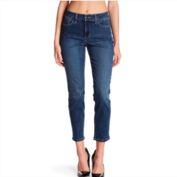 NWT NYDJ Clarissa Ankle Jeans Womens 0 Blue Raw Hem Not Your Daughters Skinny - Picture 1 of 10